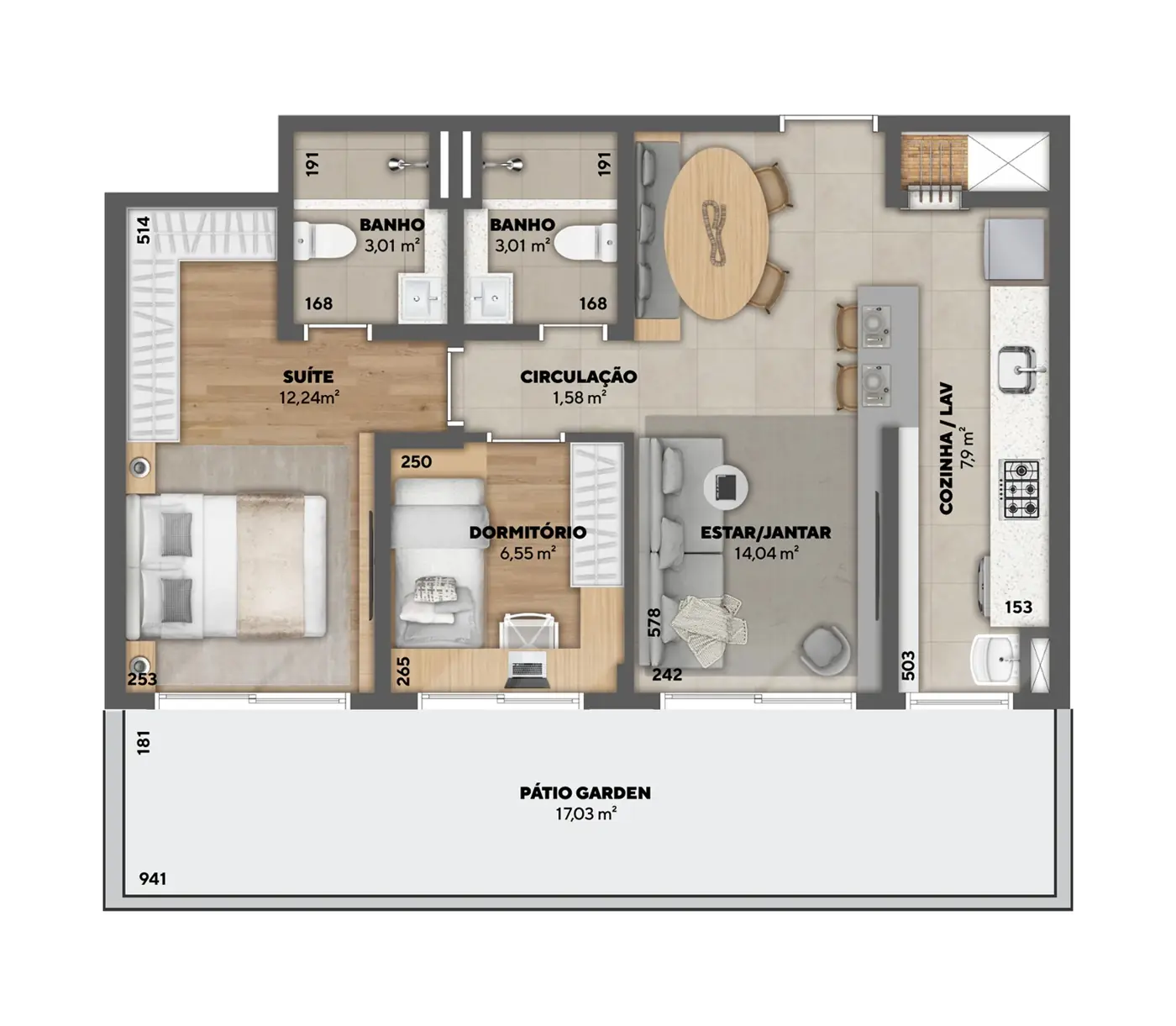 Planta humanizada — Garden 77 m², 77 m²