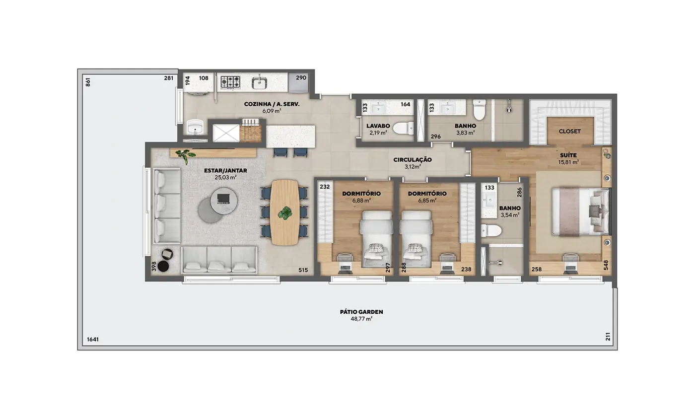 Planta humanizada — Garden 142 m², 142 m²